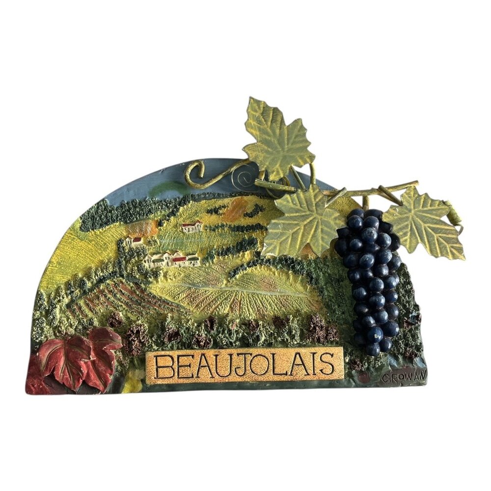 Carol Rowan “Beaujolais” 3D Vineyard Wall Plaque – Grapes & Leaves Relief – Wild
